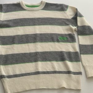 Billabong Crew Neck Gray / Cream Striped Sweater L